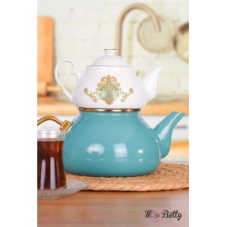 ست کتری و قوری لعابی Miss Betty مدل Beyaz Damla