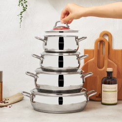Emirgan model Karaca 8-piece steel pot service
