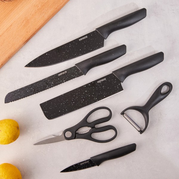 سرویس چاقو 6 پارچه کاراجا مدل Black Stone