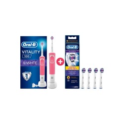 مسواک برقی اورال بی Vitality 100 3D White همراه با مجموعه 4عددی سری یدک